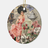 Coffee Lady Victoriaans Vrouw Roze Classy Keramisch Ornament (Links)