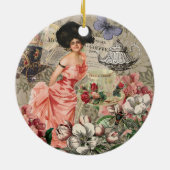 Coffee Lady Victoriaans Vrouw Roze Classy Keramisch Ornament (Achterkant)