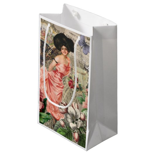 Coffee Lady Victoriaans Vrouw Roze Classy Klein Cadeauzakje (Voorkant Gekanteld)