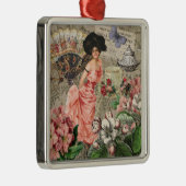 Coffee Lady Victoriaans Vrouw Roze Classy Metalen Ornament (Rechts)