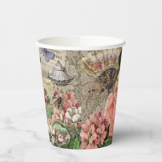 Coffee Lady Victoriaans Vrouw Roze Classy Papieren Bekers (Links)