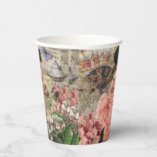 Coffee Lady Victoriaans Vrouw Roze Classy Papieren Bekers (Rechts)