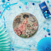 Coffee Lady Victoriaans Vrouw Roze Classy Papieren Bordje (Feest)