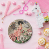 Coffee Lady Victoriaans Vrouw Roze Classy Papieren Bordje (Feest)