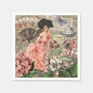 Coffee Lady Victoriaans Vrouw Roze Classy Servet