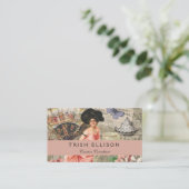 Coffee Lady Victoriaans Vrouw Roze Classy Visitekaartje (Staand voorkant)