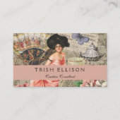 Coffee Lady Victoriaans Vrouw Roze Classy Visitekaartje (Voorkant)