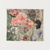 Coffee Lady Victoriaans Vrouw Roze Classy Wandkleed (Voorkant (horizontaal))