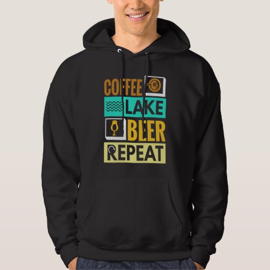 Coffee Lake Beer Repeat! Funny camping Hoodie (Voorkant)