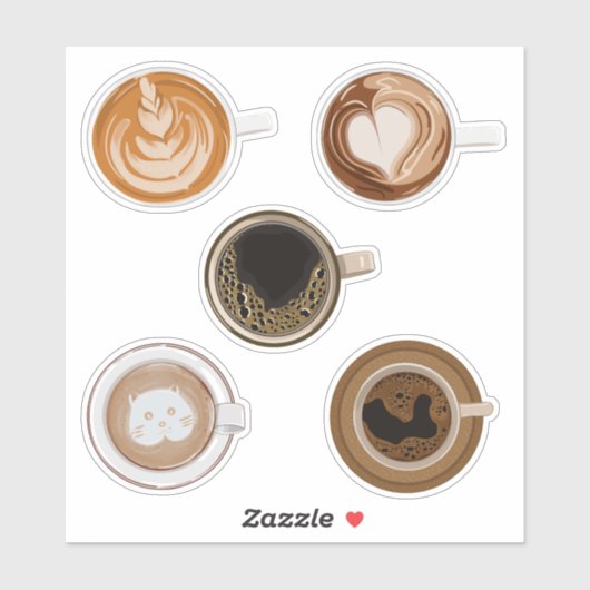 Coffee Latte Art sticker voor plakboek en tijdschr (Vel)