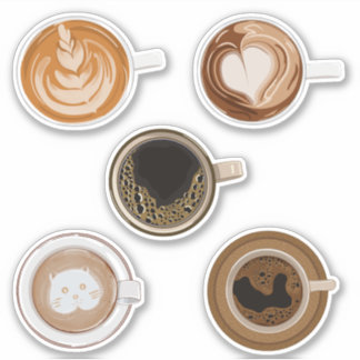 Coffee Latte Art sticker voor plakboek en tijdschr