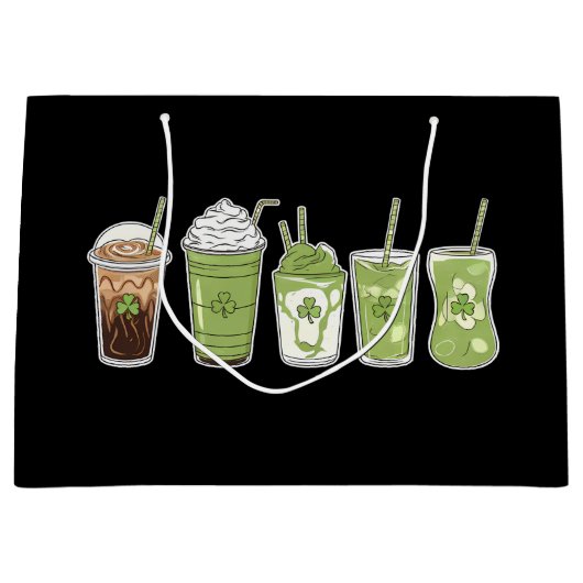Coffee Latte Green Schattige Irish St Patrick's Da Groot Cadeauzakje (Voorkant)
