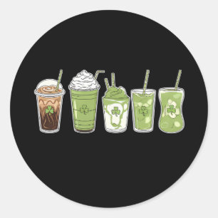 Coffee Latte Green Schattige Irish St Patrick's Da Ronde Sticker