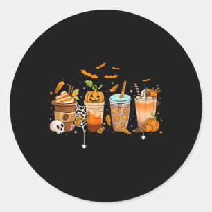 Coffee Latte Halloween Thanksgiving Herfst Pompoen Ronde Sticker