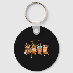 Coffee Latte Halloween Thanksgiving Herfst Pompoen Sleutelhanger