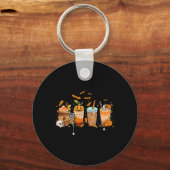 Coffee Latte Halloween Thanksgiving Herfst Pompoen Sleutelhanger (Voorkant)