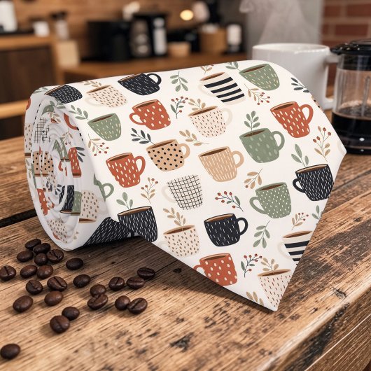 Coffee Latte Lovers Custom Necktie Stropdas