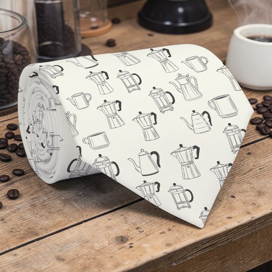 Coffee Latte Lovers Custom Necktie Stropdas