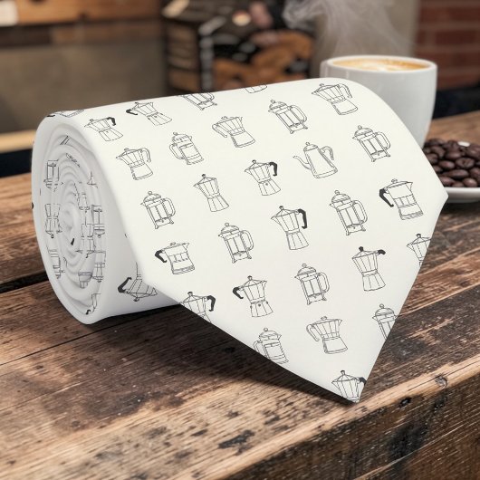 Coffee Latte Lovers Custom Necktie Stropdas