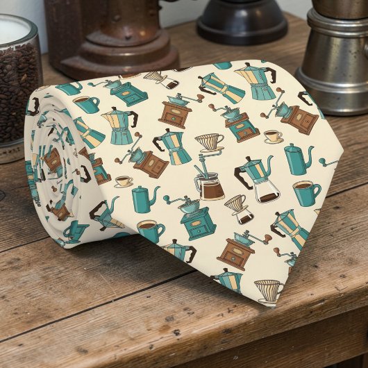 Coffee Latte Lovers Custom Necktie Stropdas