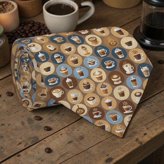 Coffee Latte Lovers Custom Necktie Stropdas