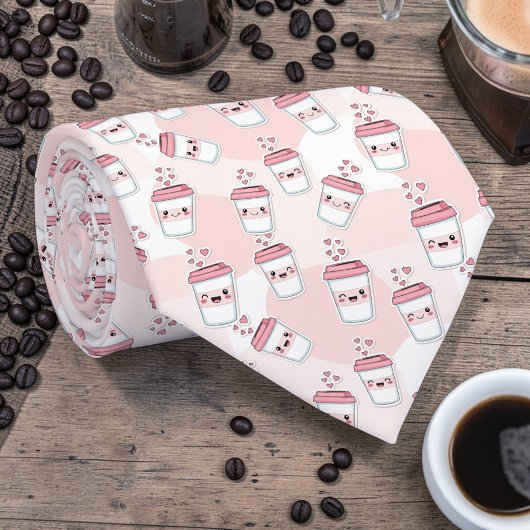 Coffee Latte Pink Custom Necktie Stropdas