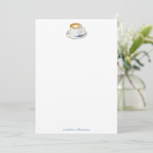 Coffee Latte Watercolor Personalized Stationery Notitiekaartje (Staand voorkant)