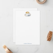 Coffee Latte Watercolor Personalized Stationery Notitiekaartje (Voorkant / Achterkant in situ)