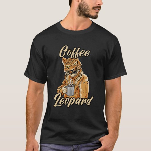 Coffee Leopard Grumpy Morning Barista Cat Cafe T-shirt (Voorkant)