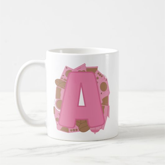 Coffee Letter A: Monogram Initial  Koffiemok (Links)
