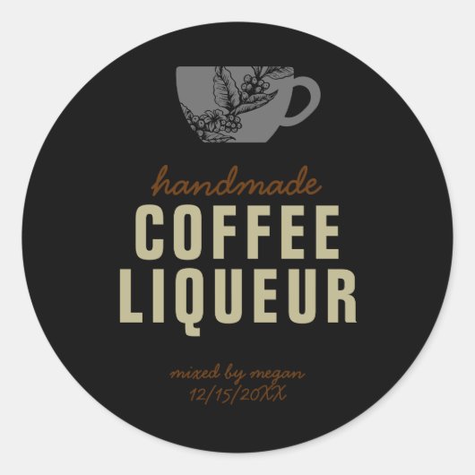 Coffee Liqueur Ronde Sticker (Voorkant)