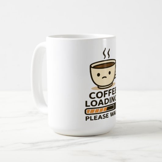 Coffee Loading Please Wait- Funny Morning Caffeine Koffiemok (Voorkant links)