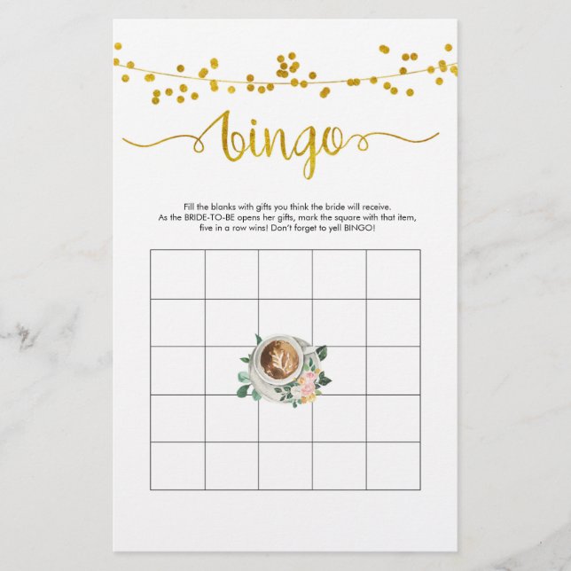 Coffee Love Breekt Bingo Vrijgezellenfeest Games (Voorkant)