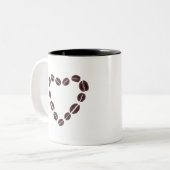 Coffee Love Cofee Bean Heart Tweekleurige Koffiemok (Voorkant links)
