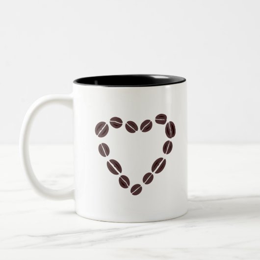 Coffee Love Cofee Bean Heart Tweekleurige Koffiemok (Links)
