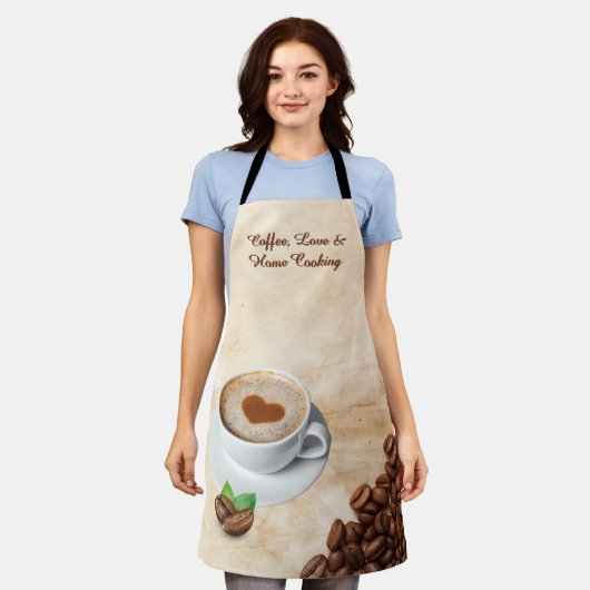 Coffee, Love & Home Cooking Apron Design Schort (Gedragen)