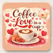 Coffee Love in a Cup Coffee Lover Valentine Brown  Bier Onderzetter (Voorkant)