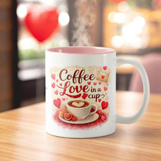 Coffee Love in a Cup Personalized Coffee Lover mug Tweekleurige Koffiemok