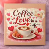 Coffee Love in a Cup Valentine Soft Brown Tegeltje