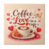 Coffee Love in a Cup Valentine Soft Pink Tegeltje (Voorkant)