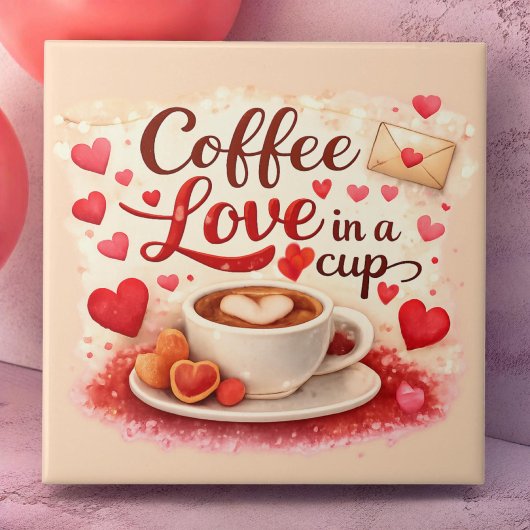 Coffee Love in a Cup Valentine Soft Pink Tegeltje