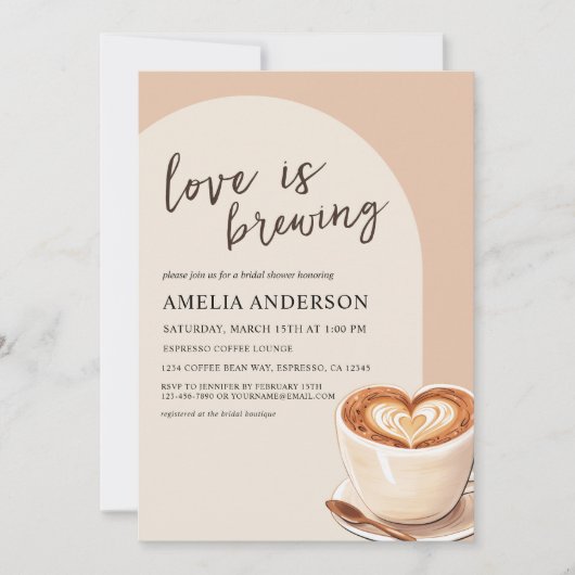 Coffee Love is Brewing Arch Vrijgezellenfeest Kaart (Voorkant)