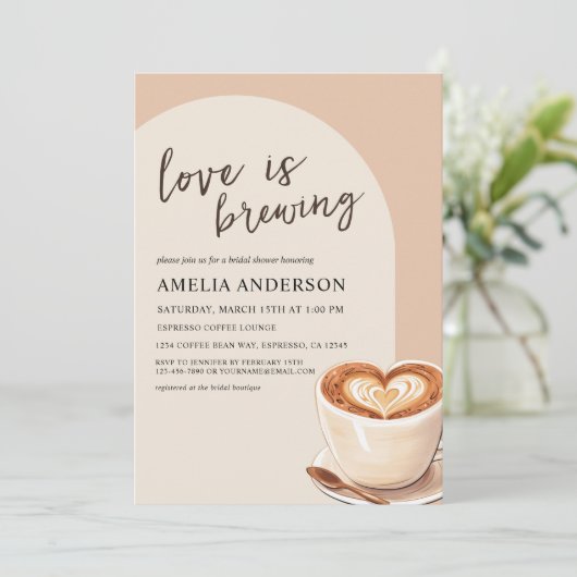 Coffee Love is Brewing Arch Vrijgezellenfeest Kaart (Staand voorkant)