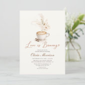 Coffee Love is Brewing Boho Bruiloftsfeest Kaart (Staand voorkant)