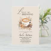 Coffee Love is Brewing Boho Chic Bruidsuitnodiging Kaart (Staand voorkant)