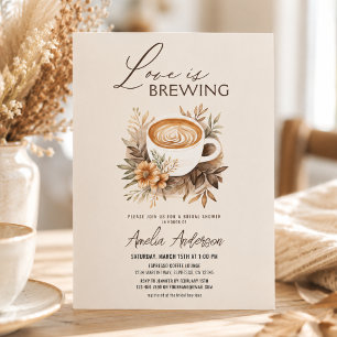 Coffee Love is Brewing Boho Chic Bruidsuitnodiging Kaart