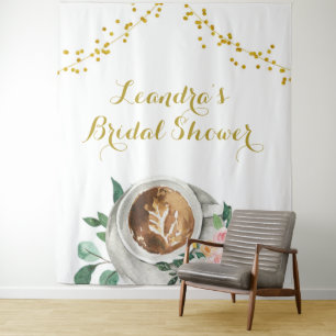 Coffee Love is Brewing Bruiloft Feest Sign Tapijt Wandkleed