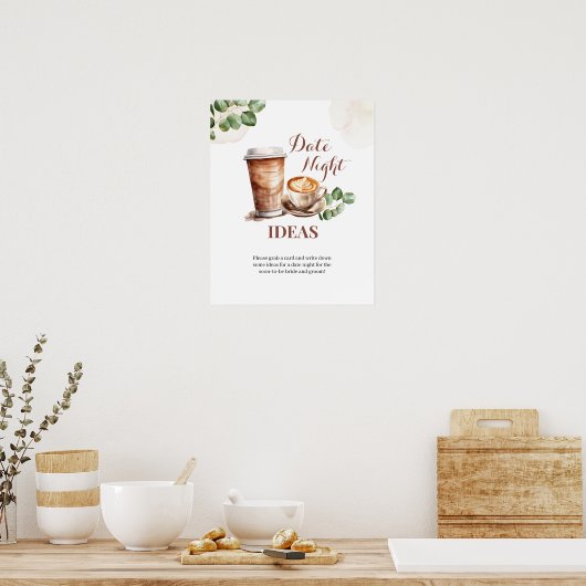 Coffee Love is Brewing Date Night Idee Spelbord Poster (Keuken)