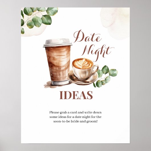 Coffee Love is Brewing Date Night Idee Spelbord Poster (Voorkant)