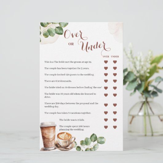 Coffee Love is Brewing Over of Under Games Kaart (Staand voorkant)